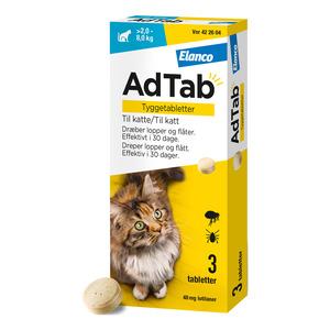 AdTab tyggetabletter til katte, 2,0-8,0 kg (48 mg) - 3 tabl.