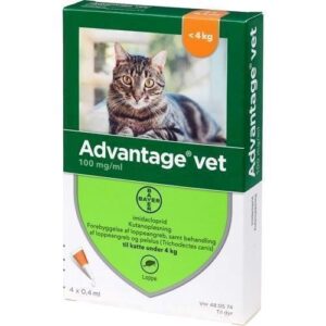 Advantage flea control for cats under 4 kg, 4 x 0.4 ml
