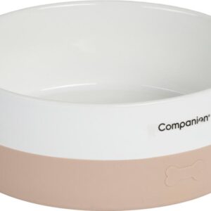 Companion - Keramik hundeskål med silikonebund, Nude - 3 størrelser - 1,8 liter