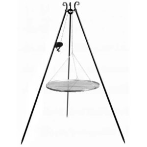 Cook King 180 cm trefod med 60 cm grillrist i rustfrit stål og hejs