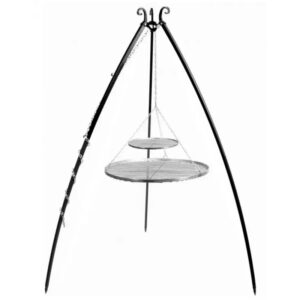 Cook King 200 cm trefod med 2 grillriste i rustfrit stål 70 cm + 40 cm